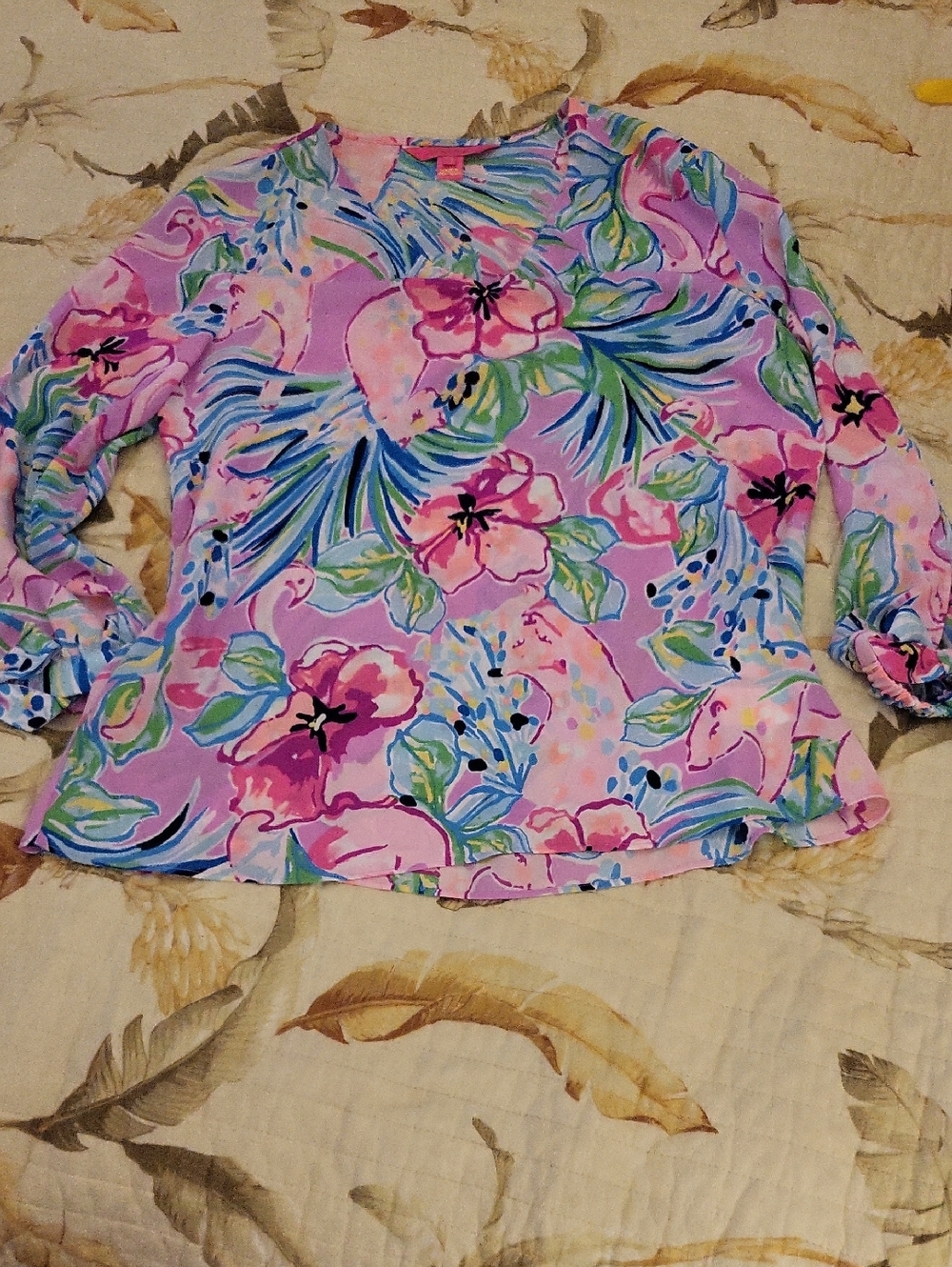 Lilly Pulitzer Pink Multi Floral Long-Sleeve Blouse